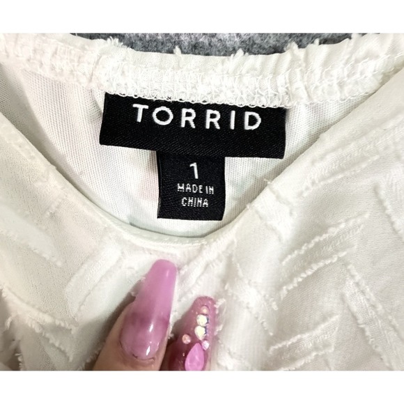 White Chevron Festival Cold Shoulder Flutter Sleeve A Line Dress Size 1 Boho - Picture 4 of 7